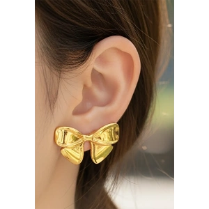 Altın Renk Kurdele Figürlü Çelik Küpe (Çift)