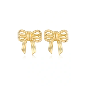 Altın Renk Kurdele Figürlü Çelik Küpe (Çift)