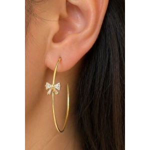 Altın Renk Kurdele Figürlü Halka Küpe (Çift)