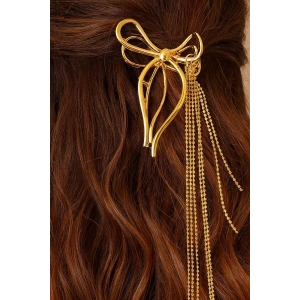 Altın Renk Kurdele Figürlü Taş Detaylı Metal Mandal Toka