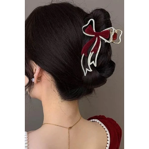 Altın Renk Kurdele Figürlü Taş Detaylı Metal Mandal Toka