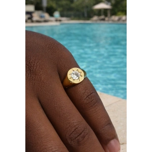 Altın Renk Kuzey Yıldızı Detaylı Serçe Parmak Yüzük (Ayarlanabilir)