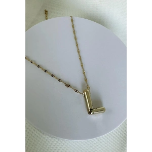 Altın Renk L Harfli Çelik Balon Kolye