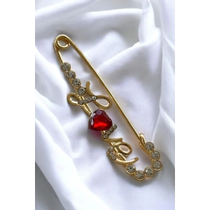 Altın Renk Love Yazılı Eşarp İğnesi/Broş