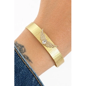 Altın Renk Melek Kanadı Figürlü Kelepçe Bileklik