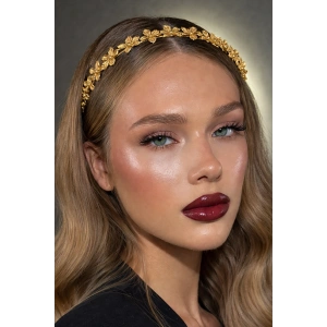 Altın Renk Metal Çiçek Figürlü Taç