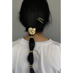 Altın Renk Metal Detaylı Lastik Toka Ve Tel Toka Set