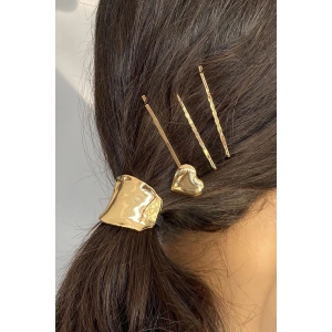 Altın Renk Metal Detaylı Lastik Toka Ve Tel Toka Set