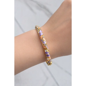 Altın Renk Mineli Kelepçe Bileklik