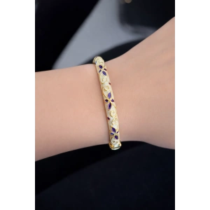 Altın Renk Mineli Kelepçe Bileklik