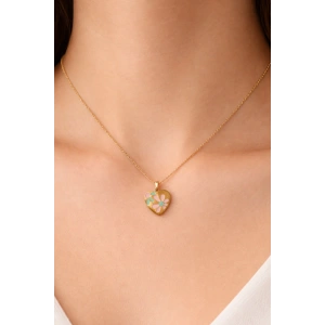 Altın Renk Mini Kalp Figürlü Çelik Kolye