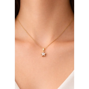 Altın Renk Mini Yıldız Figürlü Taş Detaylı Çelik Kolye