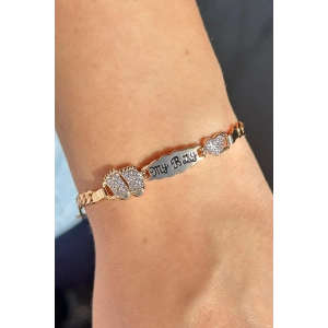Altın Renk My Baby Yazılı Taş Detaylı Çelik Xuping VIP Bileklik