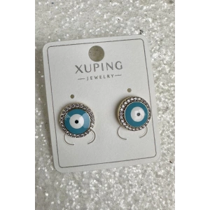 Altın Renk Nazar Boncuk Figürlü Çelik Xuping Küpe (Çift)