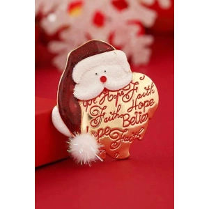 Altın Renk Noel Baba Figürlü Yılbaşı Temalı Broş