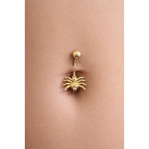 Altın Renk Örümcek Figürlü Cerrahi Çelik Göbek Piercing