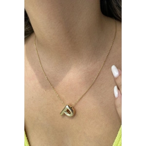 Altın Renk P Harf Çelik Balon Kolye