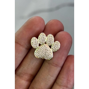 Altın Renk Pati Figürlü Taş Detaylı Ajda Charm / Kolye/ Bileklik Ucu