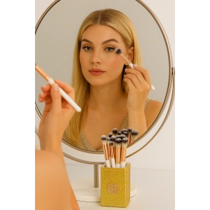 Altın Renk Profesyonel 13lü Standlı Makyaj Fırça Seti