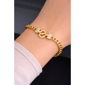 Altın Renk S Harf Çelik Bileklik