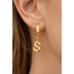 Altın Renk S Harf Çelik Küpe (Çift)