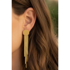 Altın Renk Sallantılı Çelik Küpe (Çift)