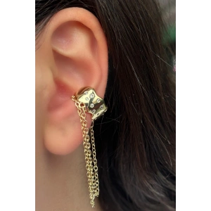 Altın Renk Sallantılı Ear Cuff (Tek)