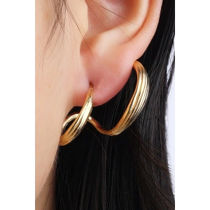 Altın Renk Sarmal Çelik Küpe (Çift)