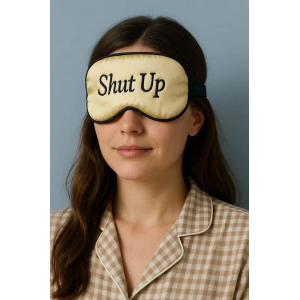 Altın Renk Shut Up Yazılı Saten Uyku Bandı
