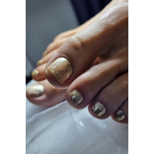 Altın Renk Sim Detaylı 12li Ayak Takma Tırnak Seti