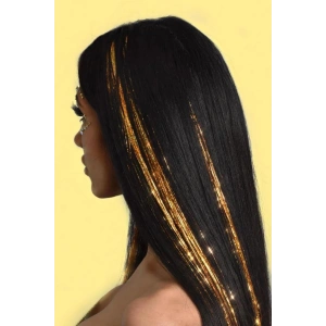 Altın Renk Simli Yan Çıtçıtlı Postiş Hair Tinsel Shiny Hair (50 CM)