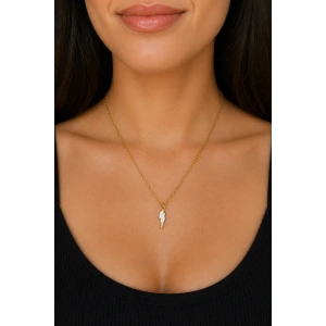 Altın Renk Şimşek Figürlü Çelik Kolye