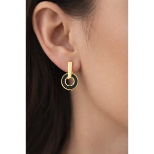 Altın Renk Siyah Taş Detaylı Xuping Küpe (Çift)