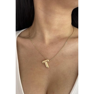 Altın Renk T Harf Balon Kolye