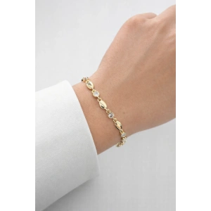 Altın Renk Taş Detaylı 14K Altın Kaplama CM Bileklik