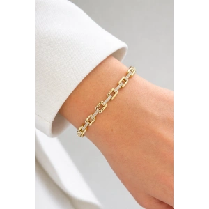 Altın Renk Taş Detaylı 14K Altın Kaplama CM Bileklik