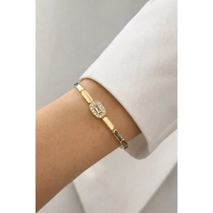 Altın Renk Taş Detaylı 14K Altın Kaplama CM Bileklik