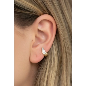 Altın Renk Taş Detaylı 14K Altın Kaplama TX Ear Cuff (Tek)