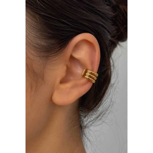 Altın Renk Taş Detaylı 14K Altın Kaplama TX Ear Cuff (Tek)