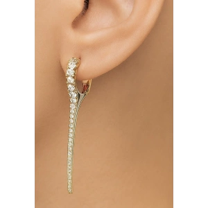 Altın Renk Taş Detaylı 14K Altın Kaplama TX Küpe (Çift)