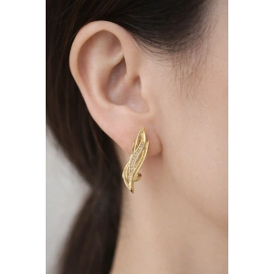 Altın Renk Taş Detaylı 14K Altın Kaplama Xuping Küpe (Çift)