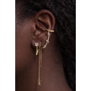 Altın Renk Taş Detaylı 3lü YSX Küpe Set