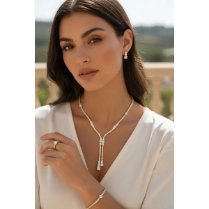 Altın Renk Taş Detaylı 4lü Abiye Set