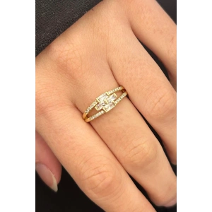 Altın Renk Taş Detaylı 8 Numara Xuping Yüzük