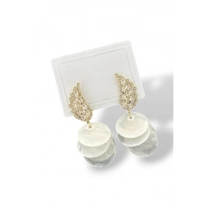 Altın Renk Taş Detaylı Abiye Küpe (Çift)