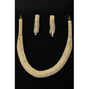 Altın Renk Taş Detaylı Abiye Set