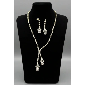 Altın Renk Taş Detaylı Abiye Set