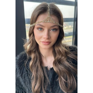 Altın Renk Taş Detaylı Alınlık/Kına Aksesuarı