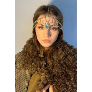 Altın Renk Taş Detaylı Alınlık/Kına Aksesuarı