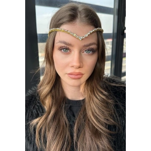 Altın Renk Taş Detaylı Alınlık/Kına Aksesuarı
